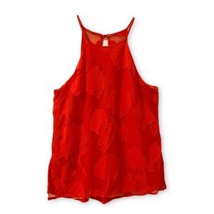 Anthropologie Waverly Grey Womens Red Orange Blouse Sleeveless Sz XS